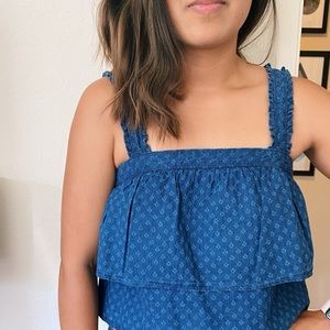 Madewell Indigo Ruffle Strap Tier Top